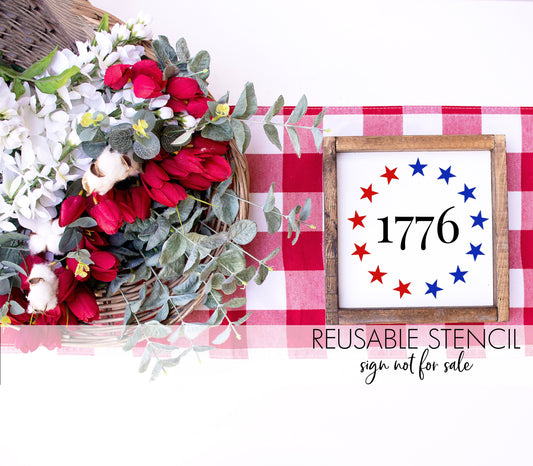 1776 Star Union Stencil a Reusable DIY Craft Stencil for your wooden flag and decor.