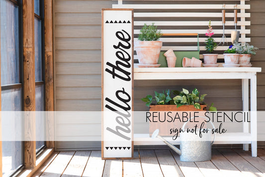 hello there vertical STENCIL a Reusable DIY Stencil for your porch sign and porch leans