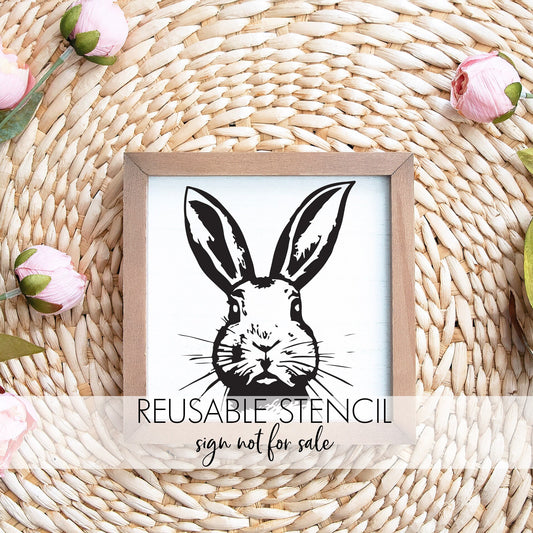 Bunny Rabbit Portrait Stencil - Reusable DIY Craft for Easter and Spring Decor